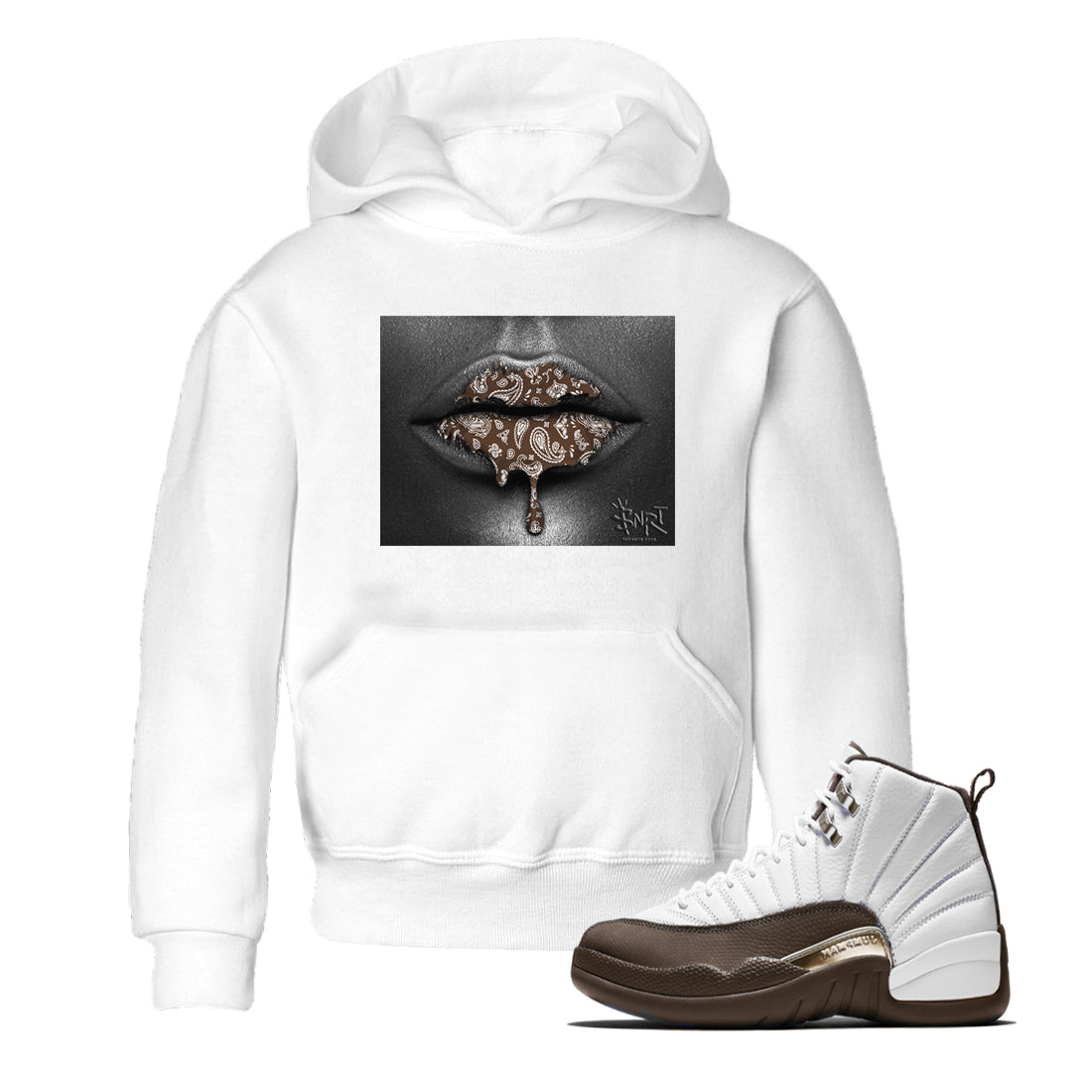 12s Baroque Brown shirts to match jordans Bandana Lips sneaker match tees Air Jordan 12 Baroque Brown match shoes to clothes SNRT Sneaker Tees Youth Baby White 1 tee