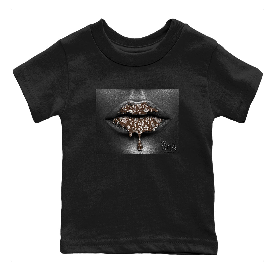 12s Baroque Brown shirts to match jordans Bandana Lips sneaker match tees Air Jordan 12 Baroque Brown match shoes to clothes SNRT Sneaker Tees Youth Baby Black 2 tee