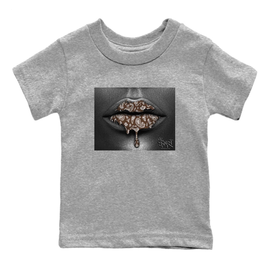 12s Baroque Brown shirts to match jordans Bandana Lips sneaker match tees Air Jordan 12 Baroque Brown match shoes to clothes SNRT Sneaker Tees Youth Baby Heather Grey 2 tee