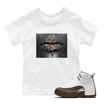 12s Baroque Brown shirts to match jordans Bandana Lips sneaker match tees Air Jordan 12 Baroque Brown match shoes to clothes SNRT Sneaker Tees Youth Baby White 1 tee