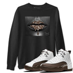 12s Baroque Brown shirts to match jordans Bandana Lips sneaker match tees Air Jordan 12 Baroque Brown match shoes to clothes SNRT Sneaker Tees unisex cotton Black 1 shirts