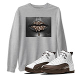 12s Baroque Brown shirts to match jordans Bandana Lips sneaker match tees Air Jordan 12 Baroque Brown match shoes to clothes SNRT Sneaker Tees unisex cotton Heather Grey 1 shirts