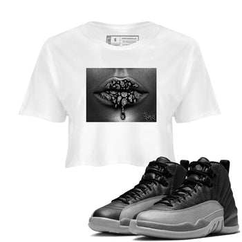 12s Black Wolf Grey shirts to match jordans Bandana Lips sneaker match tees 12s Baron SNRT Sneaker Release Tees unisex cotton White 1 Crop Shirts