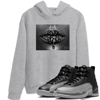 12s Black Wolf Grey shirts to match jordans Bandana Lips sneaker match tees 12s Baron SNRT Sneaker Release Tees unisex cotton Heather Grey 1 crew neck shirts