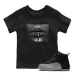 12s Black Wolf Grey shirts to match jordans Bandana Lips sneaker match tees 12s Baron SNRT Sneaker Release Tees Youth Baby Black 1 crew neck shirts