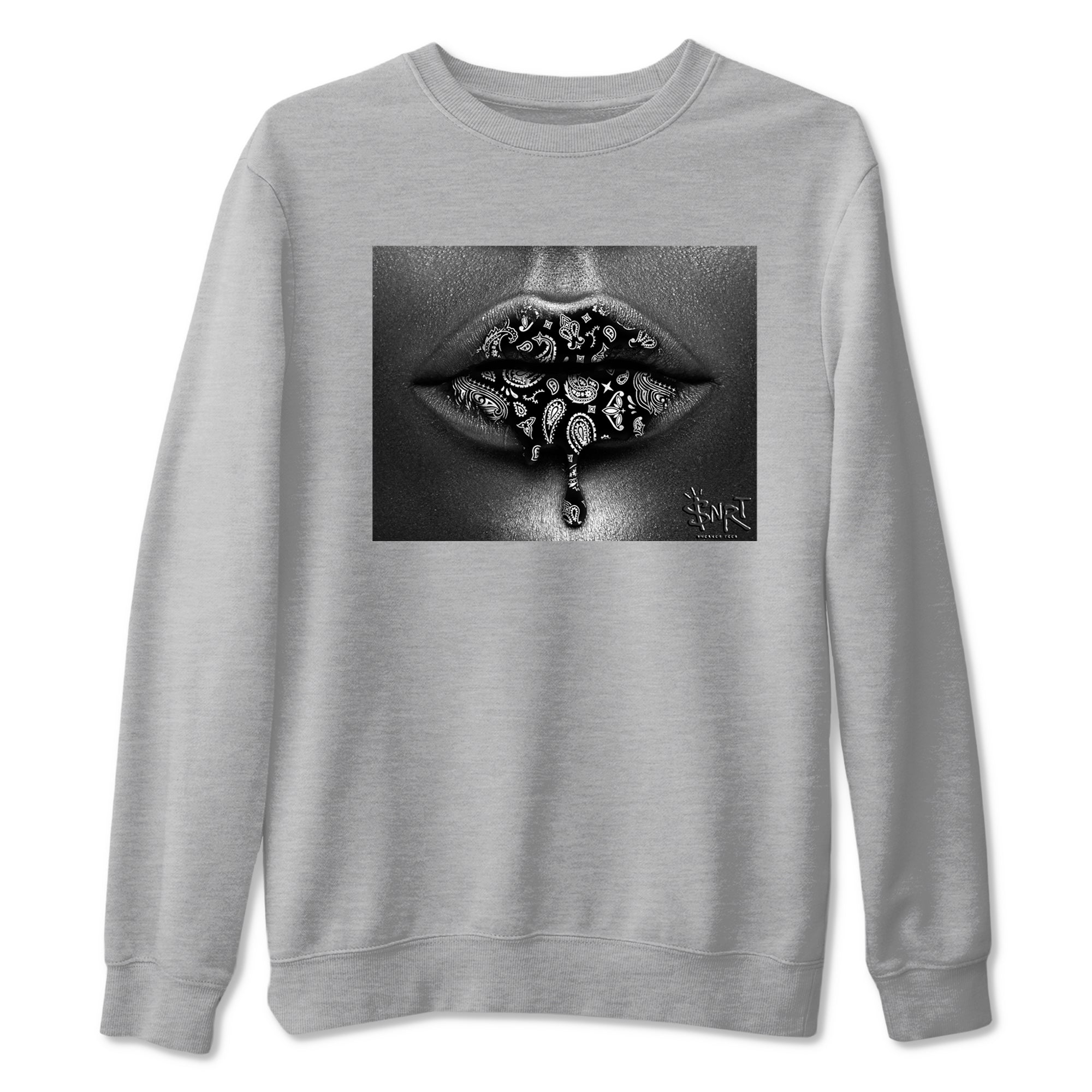12s Black Wolf Grey shirts to match jordans Bandana Lips sneaker match tees 12s Baron SNRT Sneaker Release Tees unisex cotton Heather Grey 2 crew neck shirts