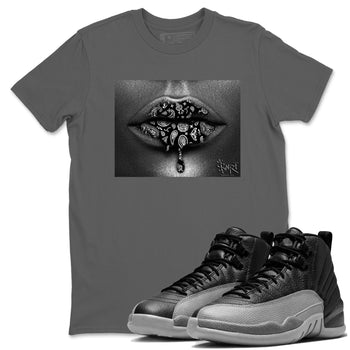 12s Black Wolf Grey shirts to match jordans Bandana Lips sneaker match tees 12s Baron SNRT Sneaker Release Tees unisex cotton Cool Grey 1 crew neck shirts