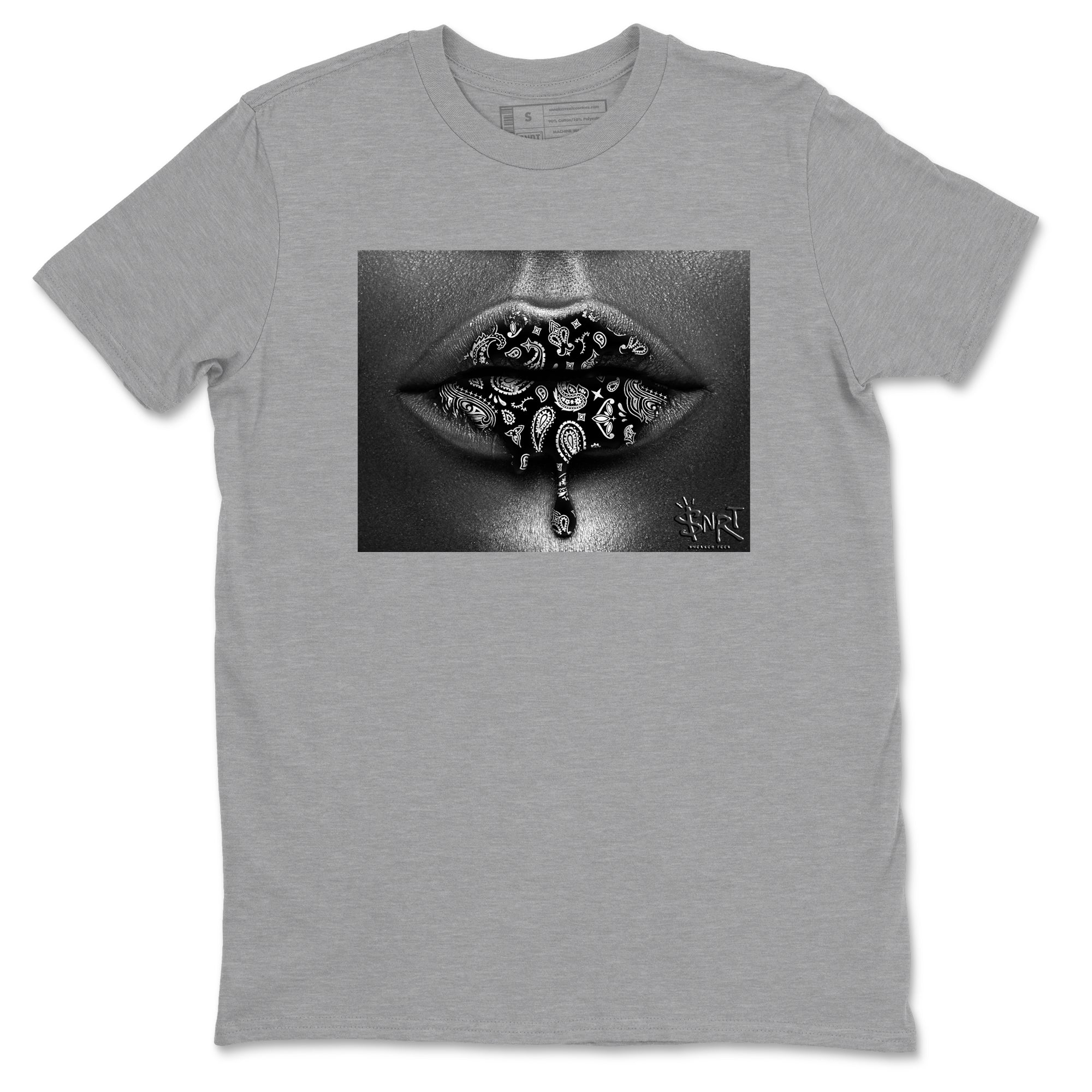 12s Black Wolf Grey shirts to match jordans Bandana Lips sneaker match tees 12s Baron SNRT Sneaker Release Tees unisex cotton Heather Grey 2 crew neck shirts