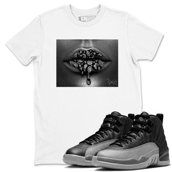 12s Black Wolf Grey shirts to match jordans Bandana Lips sneaker match tees 12s Baron SNRT Sneaker Release Tees unisex cotton White 1 crew neck shirts