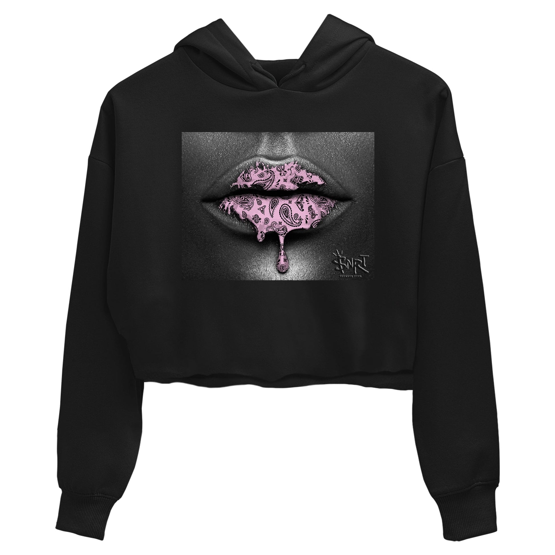 4s Retro Orchid shirts to match jordans Bandana Lips sneaker match tees Air Jordan 4 WMNS Orchid match shoes to clothes SNRT Sneaker Tees unisex cotton Black 2 crop tee