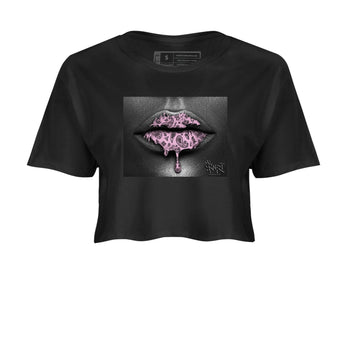 4s Retro Orchid shirts to match jordans Bandana Lips sneaker match tees Air Jordan 4 WMNS Orchid match shoes to clothes SNRT Sneaker Tees unisex cotton Black 2 crop tee