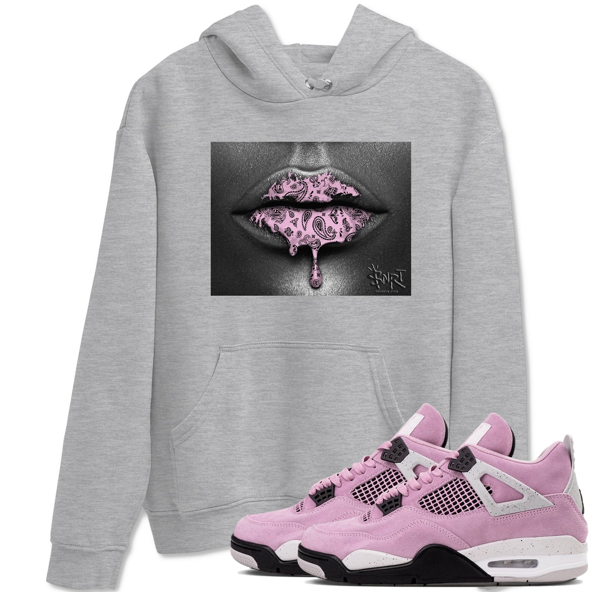 4s Retro Orchid shirts to match jordans Bandana Lips sneaker match tees Air Jordan 4 WMNS Orchid match shoes to clothes SNRT Sneaker Tees unisex cotton Heather Grey 1 shirts