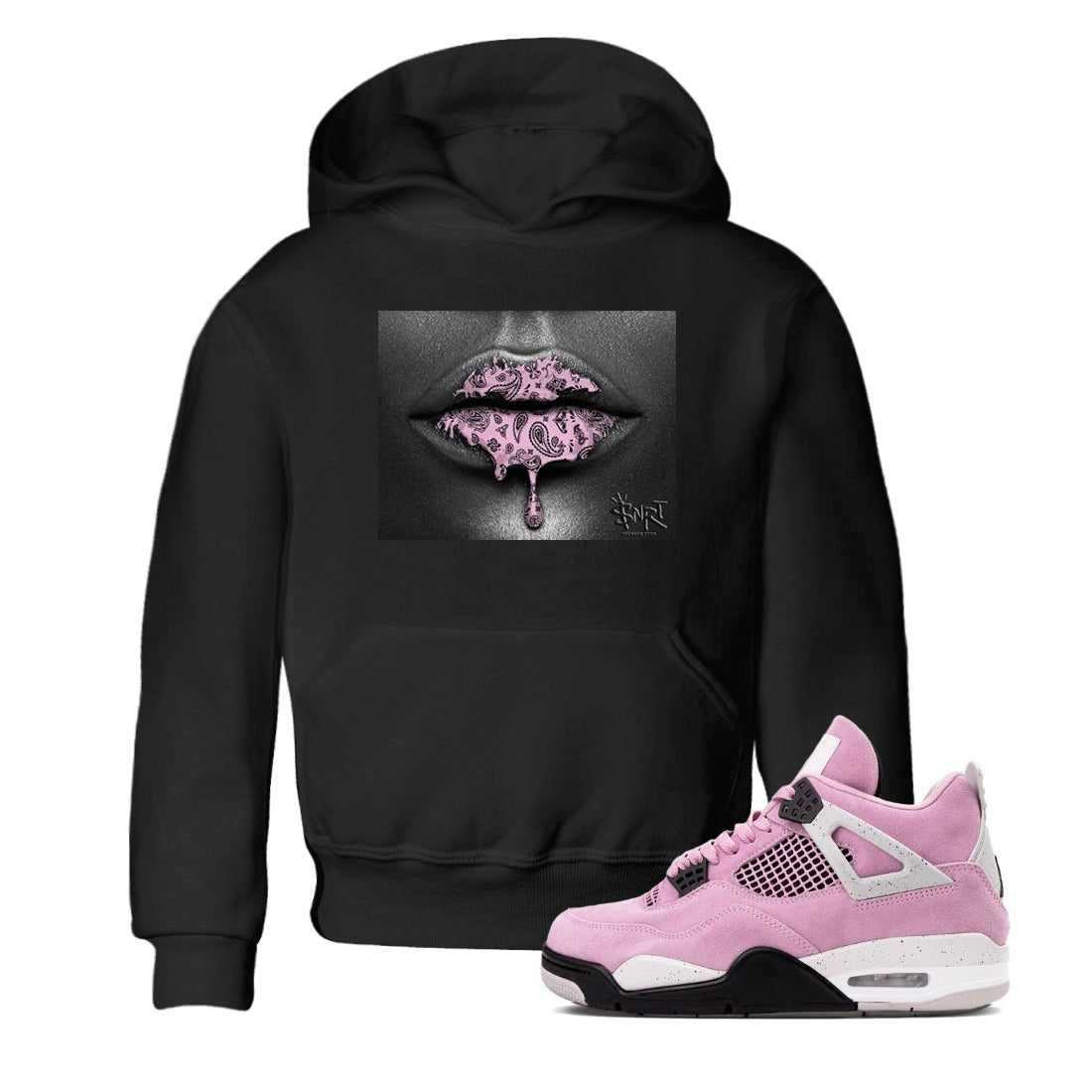 4s Retro Orchid shirts to match jordans Bandana Lips sneaker match tees Air Jordan 4 WMNS Orchid match shoes to clothes SNRT Sneaker Tees Youth Baby Black 1 tee