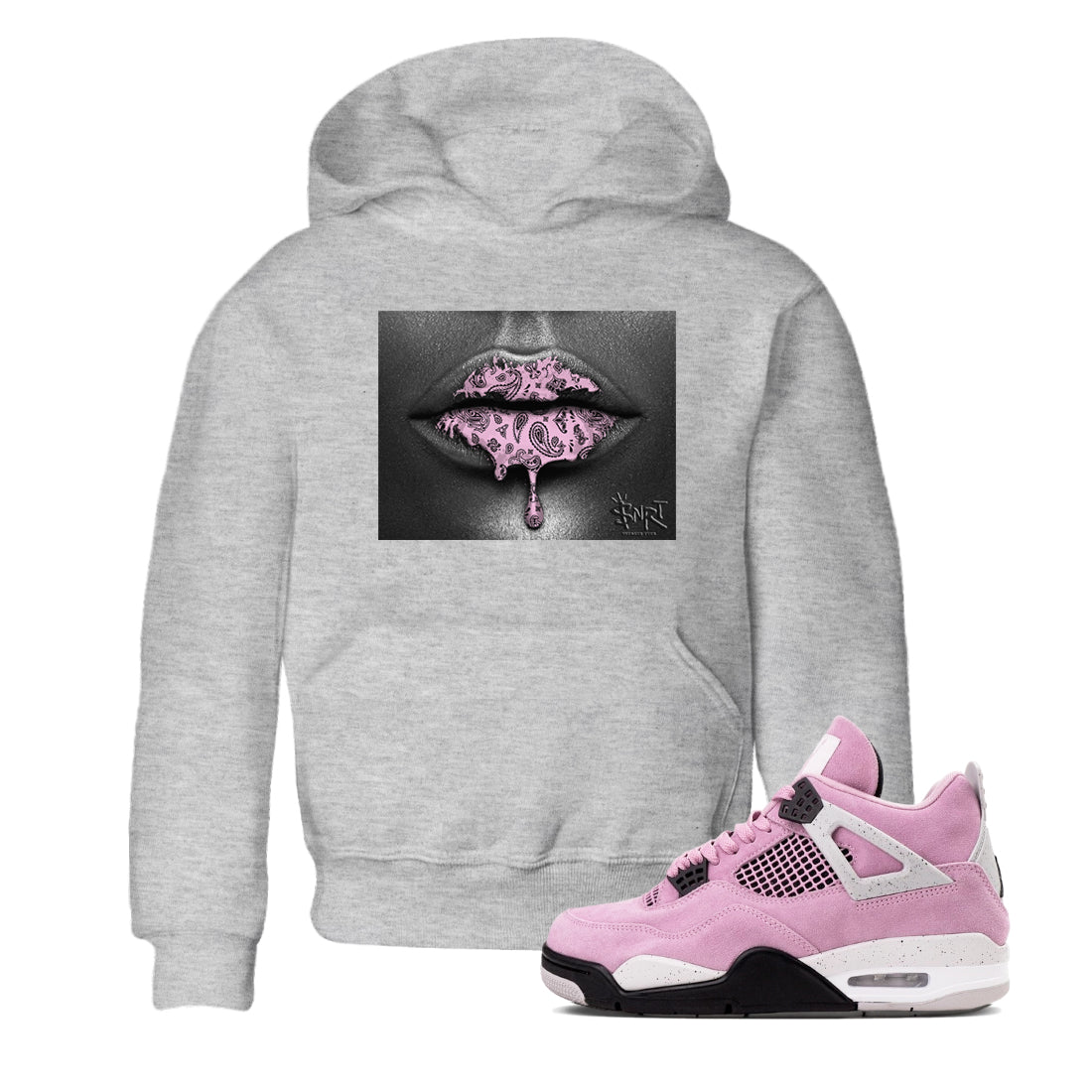4s Retro Orchid shirts to match jordans Bandana Lips sneaker match tees Air Jordan 4 WMNS Orchid match shoes to clothes SNRT Sneaker Tees Youth Baby Heather Grey 1 tee