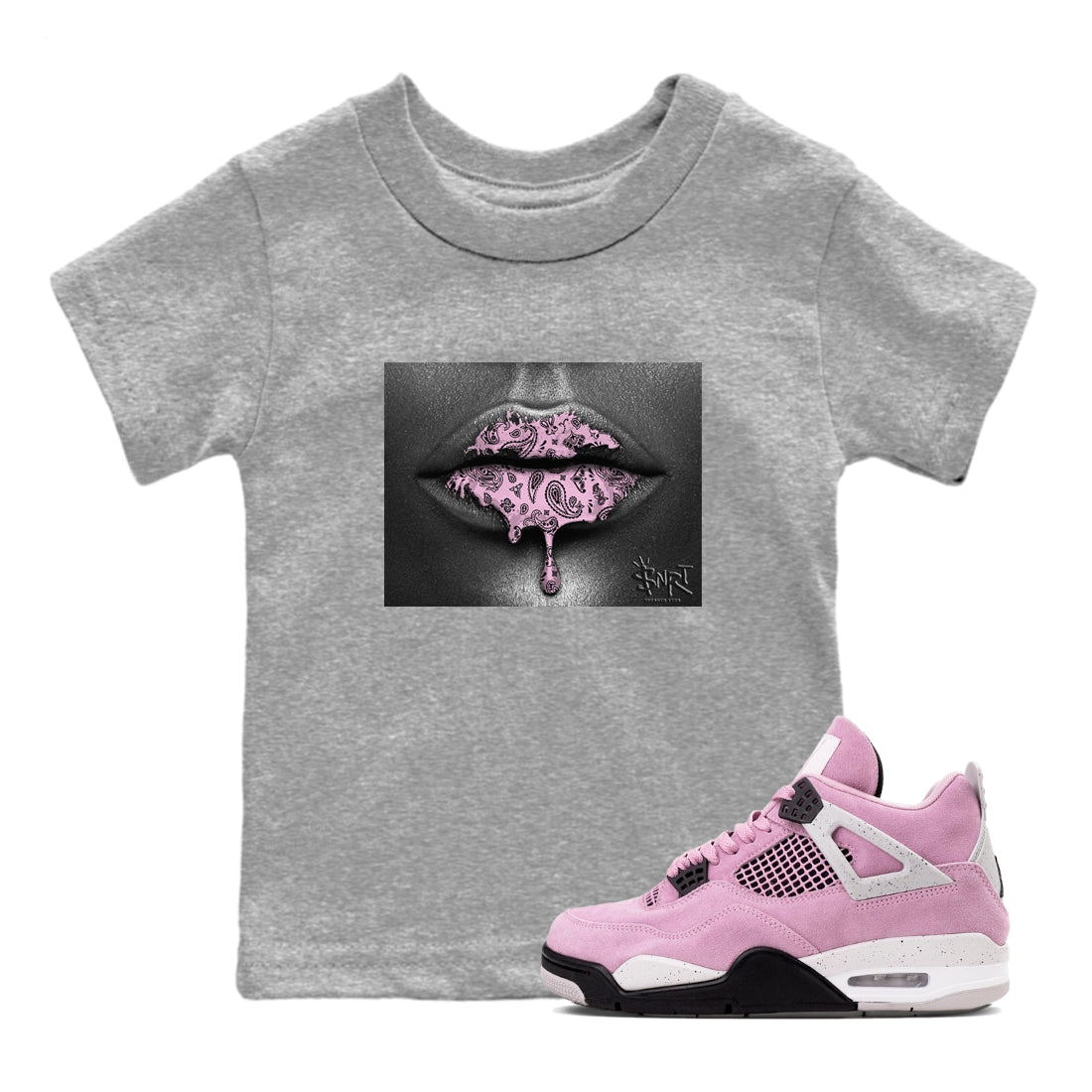 4s Retro Orchid shirts to match jordans Bandana Lips sneaker match tees Air Jordan 4 WMNS Orchid match shoes to clothes SNRT Sneaker Tees Youth Baby Heather Grey 1 tee