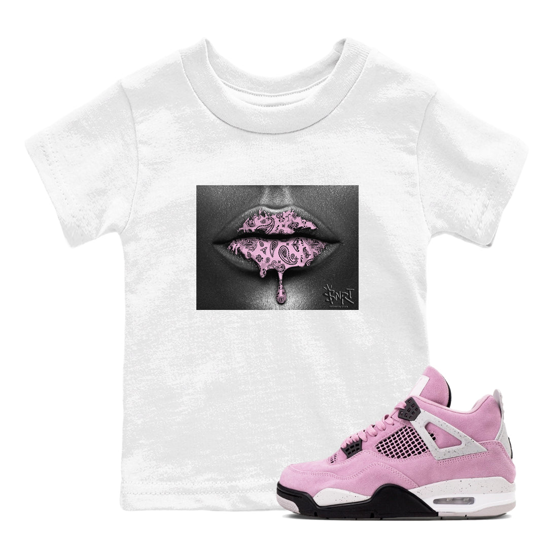4s Retro Orchid shirts to match jordans Bandana Lips sneaker match tees Air Jordan 4 WMNS Orchid match shoes to clothes SNRT Sneaker Tees Youth Baby White 1 tee