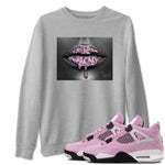 4s Retro Orchid shirts to match jordans Bandana Lips sneaker match tees Air Jordan 4 WMNS Orchid match shoes to clothes SNRT Sneaker Tees unisex cotton Heather Grey 1 shirts