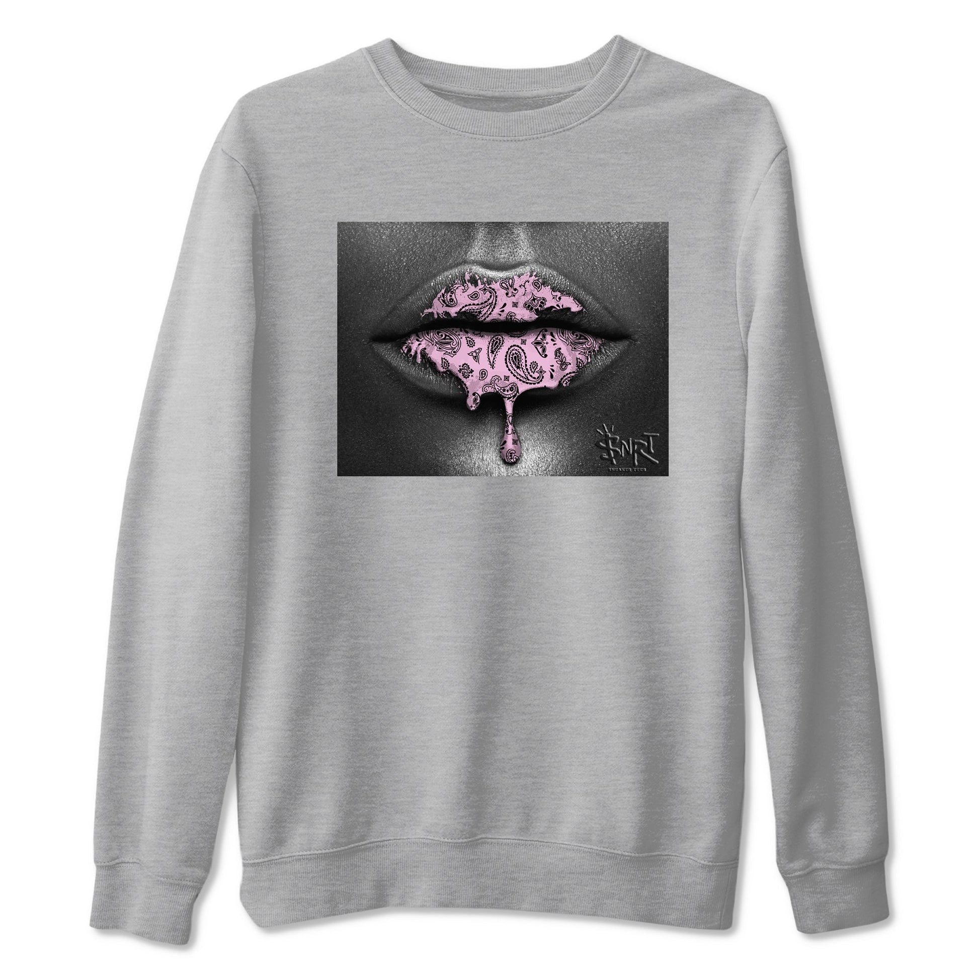 4s Retro Orchid shirts to match jordans Bandana Lips sneaker match tees Air Jordan 4 WMNS Orchid match shoes to clothes SNRT Sneaker Tees unisex cotton Heather Grey 2 shirts