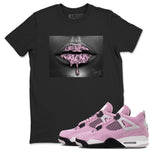 4s Retro Orchid shirts to match jordans Bandana Lips sneaker match tees Air Jordan 4 WMNS Orchid match shoes to clothes SNRT Sneaker Tees unisex cotton Black 1 shirts