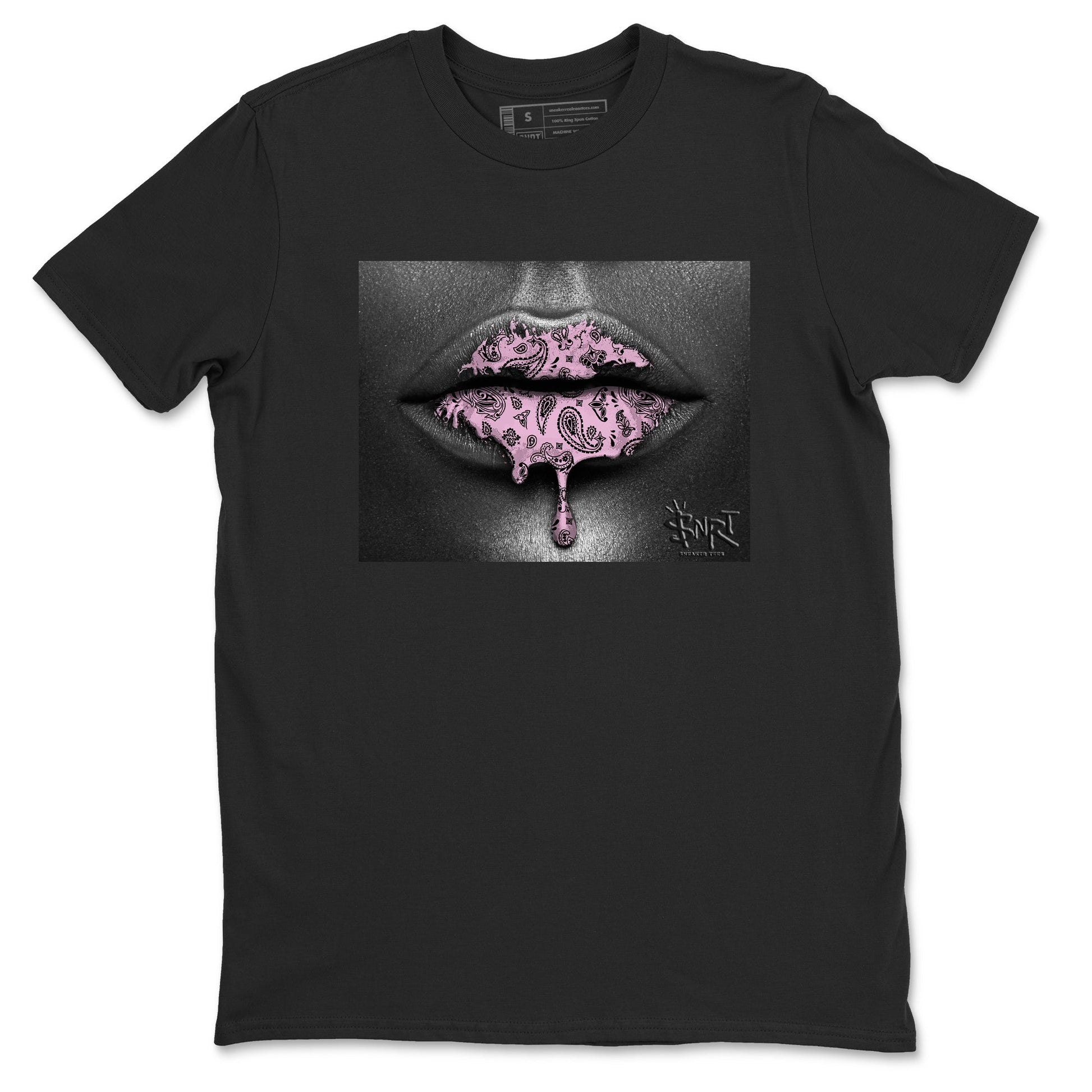 4s Retro Orchid shirts to match jordans Bandana Lips sneaker match tees Air Jordan 4 WMNS Orchid match shoes to clothes SNRT Sneaker Tees unisex cotton Black 2 shirts