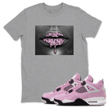 4s Retro Orchid shirts to match jordans Bandana Lips sneaker match tees Air Jordan 4 WMNS Orchid match shoes to clothes SNRT Sneaker Tees unisex cotton Heather Grey 1 shirts