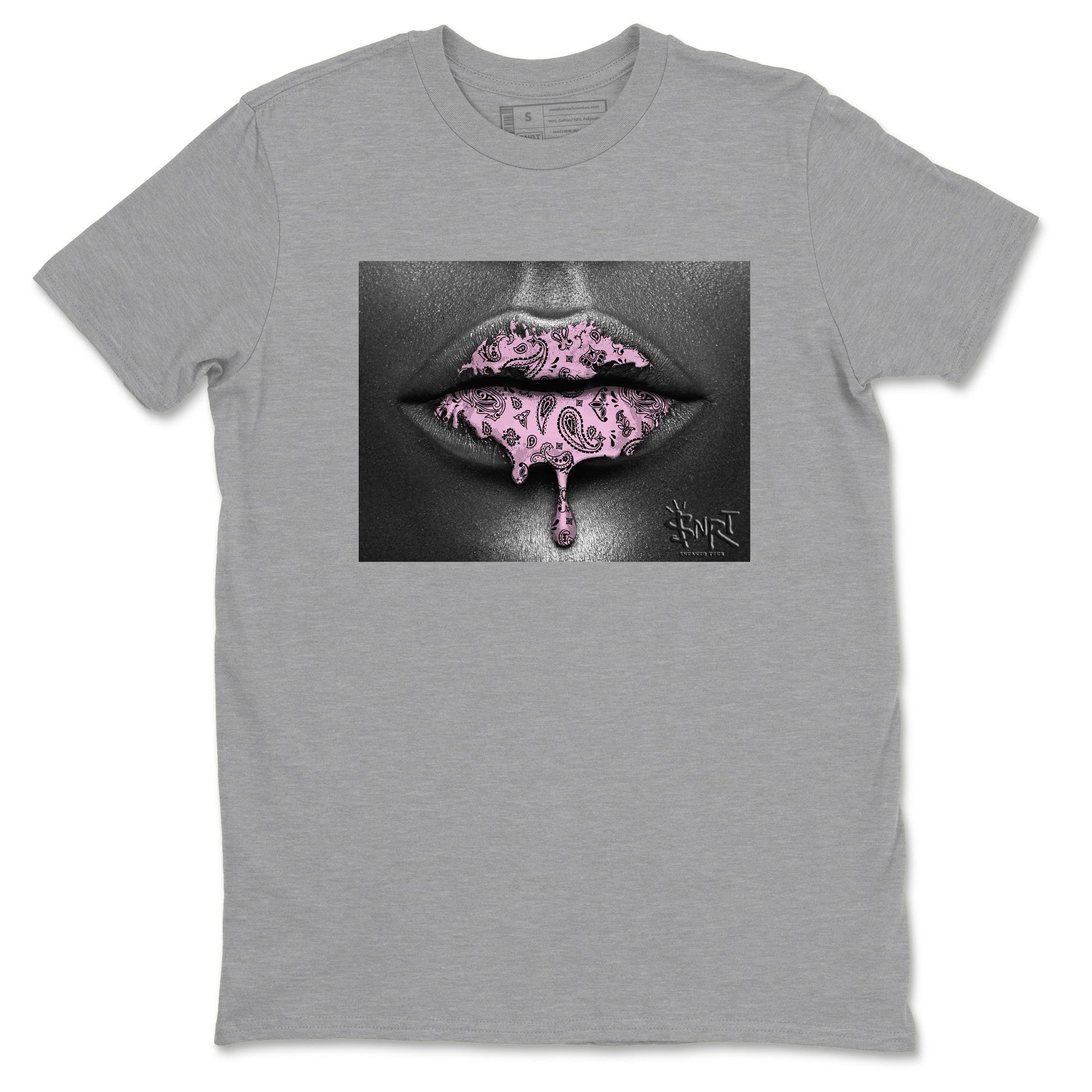 4s Retro Orchid shirts to match jordans Bandana Lips sneaker match tees Air Jordan 4 WMNS Orchid match shoes to clothes SNRT Sneaker Tees unisex cotton Heather Grey 2 shirts