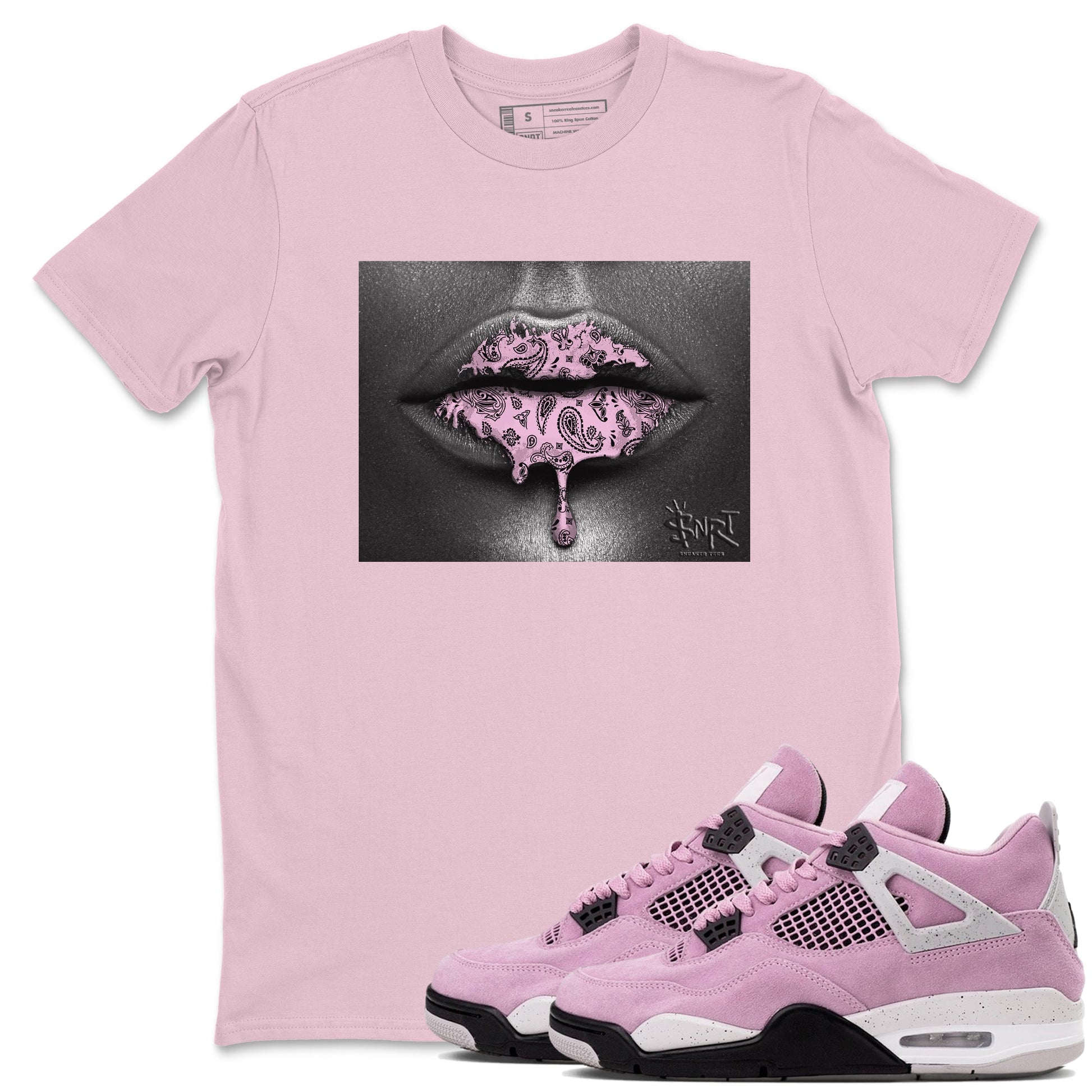 4s Retro Orchid shirts to match jordans Bandana Lips sneaker match tees Air Jordan 4 WMNS Orchid match shoes to clothes SNRT Sneaker Tees unisex cotton Pink 1 shirts