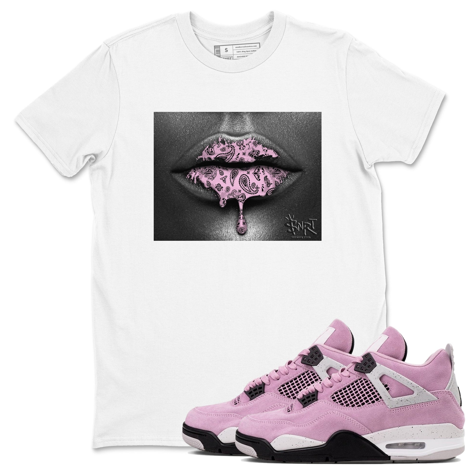 4s Retro Orchid shirts to match jordans Bandana Lips sneaker match tees Air Jordan 4 WMNS Orchid match shoes to clothes SNRT Sneaker Tees unisex cotton White 1 shirts