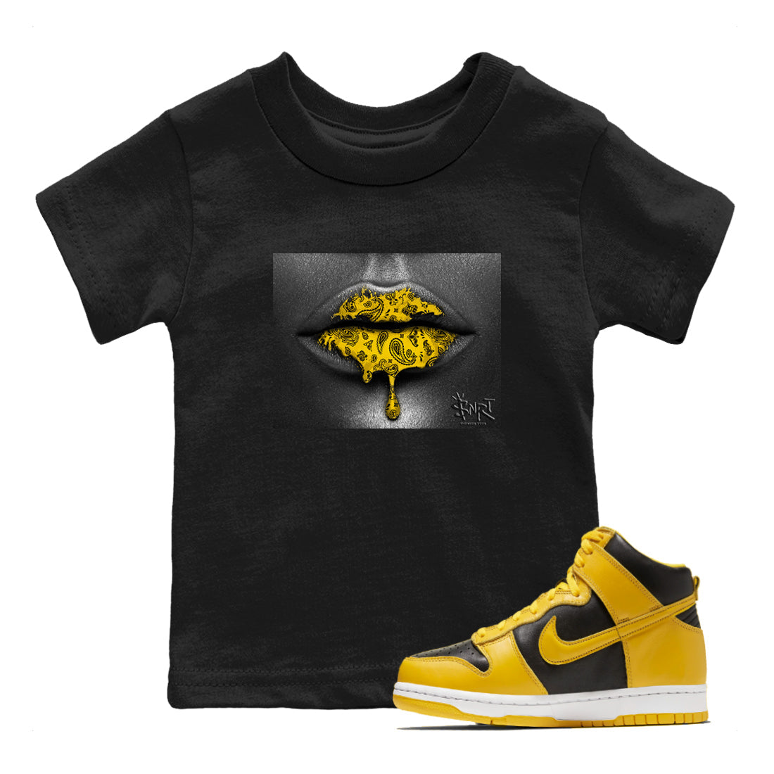 Dunk High Pollen shirts to match jordans Bandana Lips sneaker match tees Dunk High Pollen SNRT Sneaker Release Tees Youth Baby Black 1 crew neck shirts