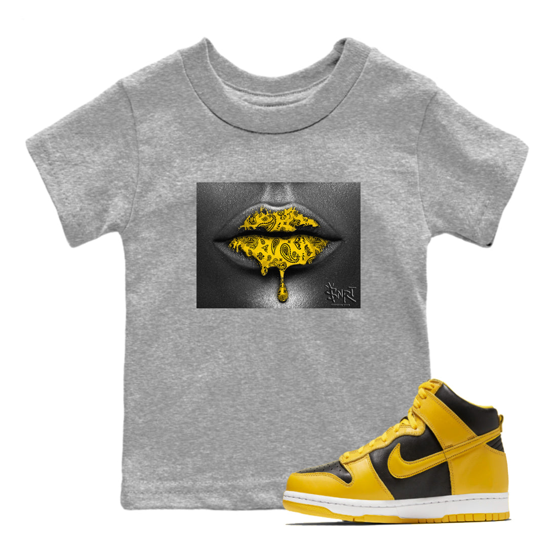 Dunk High Pollen shirts to match jordans Bandana Lips sneaker match tees Dunk High Pollen SNRT Sneaker Release Tees Youth Baby Heather Grey 1 crew neck shirts