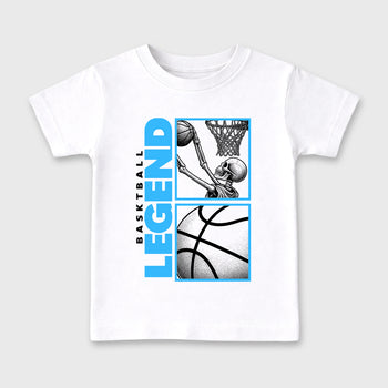 Best Sneakerfit Graphic Tee. Graphic Outfits. Sneaker Tees To Match Air Foamposite Pro University Blue Sneakers – Basketball Legend Kids T-Shirt White 2