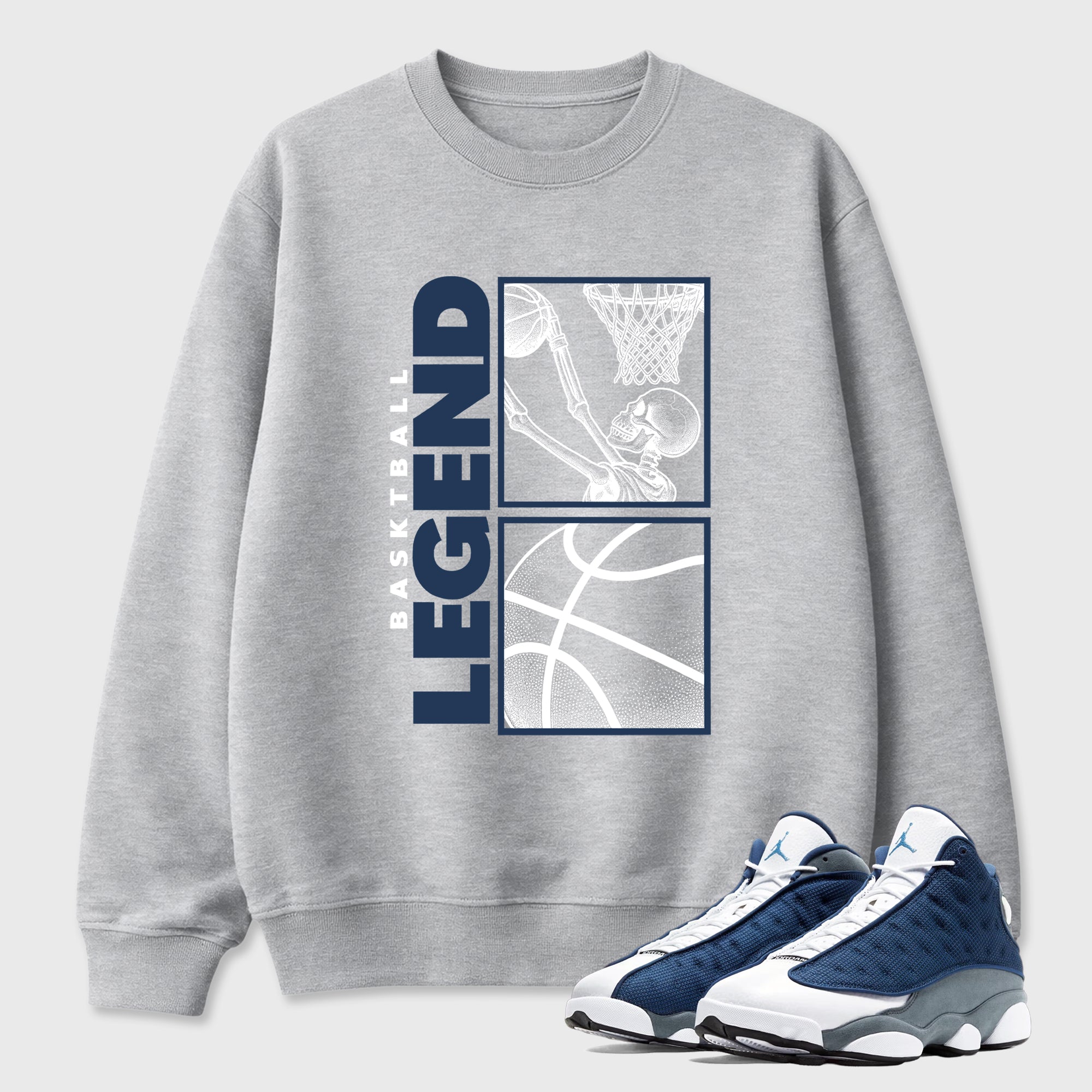 Basketball Legend Graphic T-Shirt featuring original streetwear artwork designed to match the Air Jordan 13 Flint. Heather Grey 1 Graphic Tee.