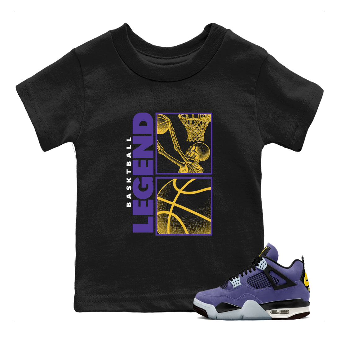 Best Sneakerfits graphic tee – Los Angeles Basketball Tees To Match Air Jordan 4 Lakeshow – Basketball Legend Kids T-Shirt Black 1
