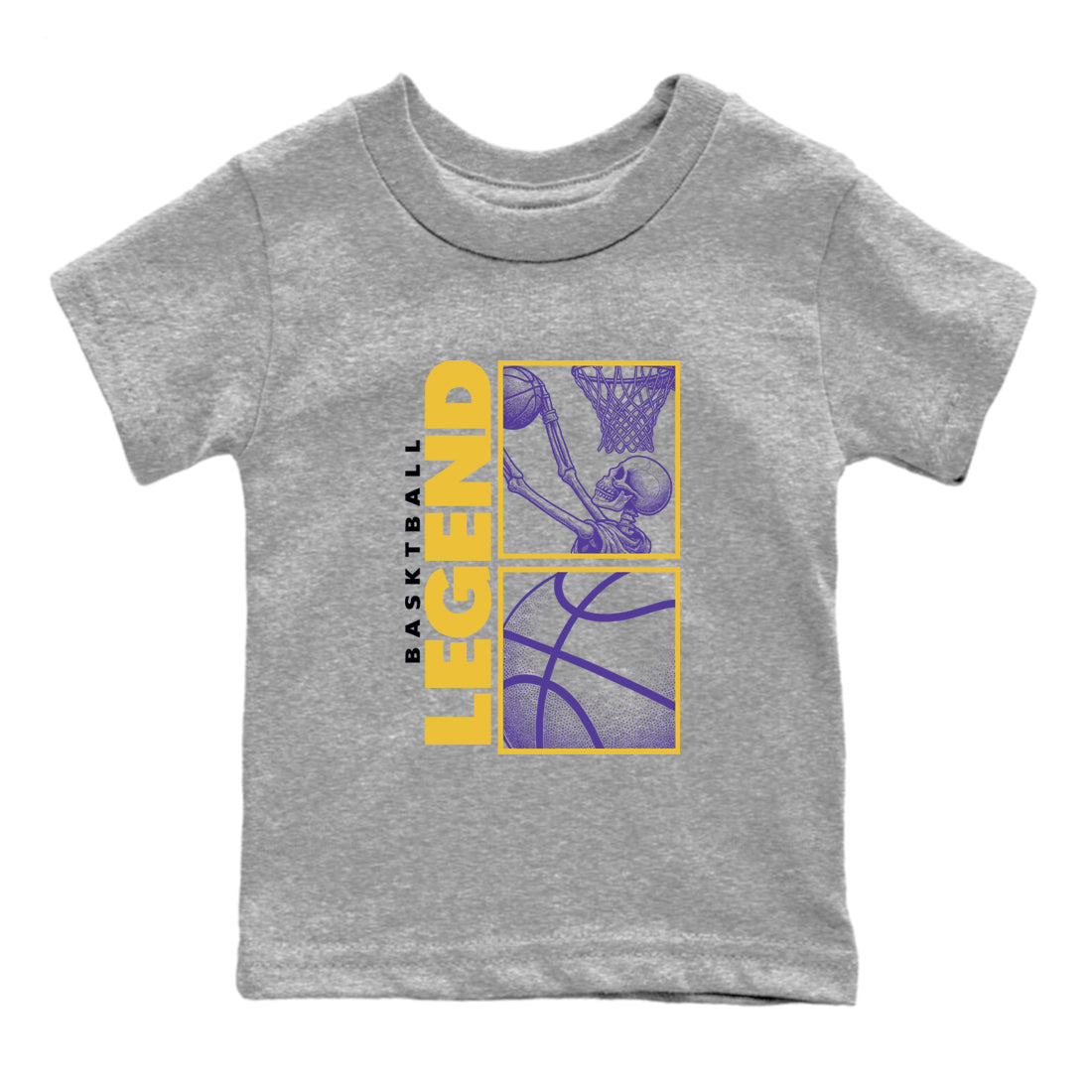 Best Sneakerfits graphic tee – Los Angeles Basketball Tees To Match Air Jordan 4 Lakeshow – Basketball Legend Kids T-Shirt Heather Grey 2