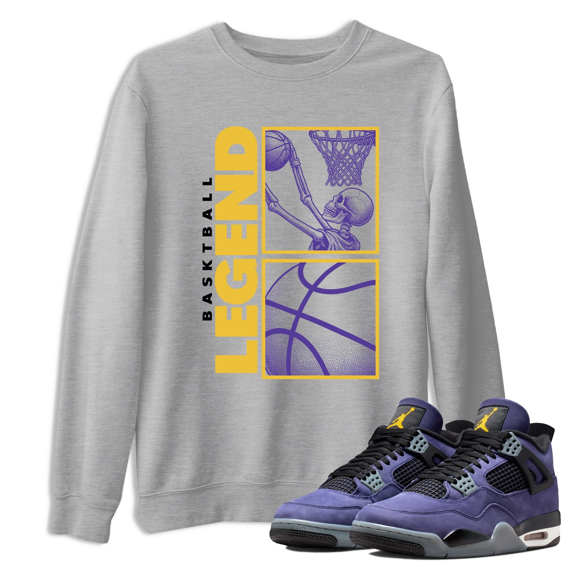 Best Sneakerfits graphic tee – Los Angeles Basketball Tees To Match Air Jordan 4 Lakeshow – Basketball Legend Tee Heather Grey 1