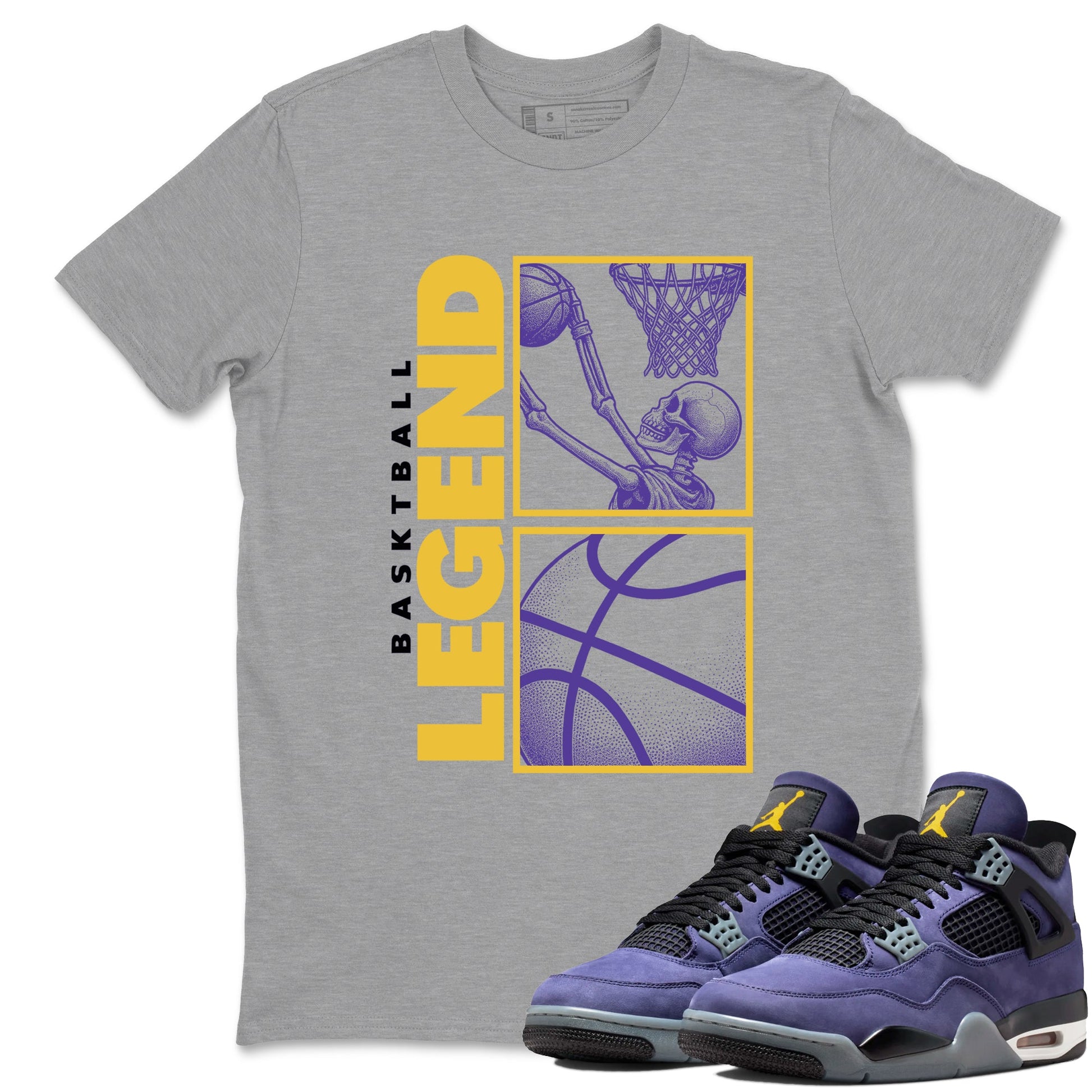 Best Sneakerfits graphic tee – Los Angeles Basketball Tees To Match Air Jordan 4 Lakeshow – Basketball Legend Tee Heather Grey 1