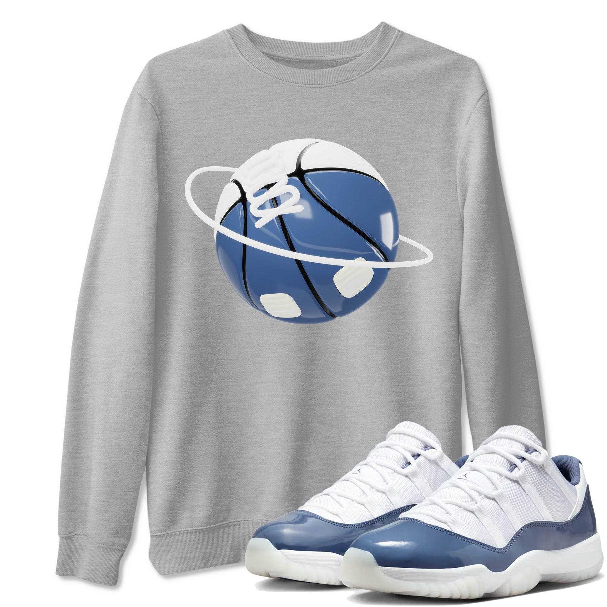 11s Diffused Blue Shirts To Match Jordans Basketball Planet sneaker match tees Air Jordan 11 Diffused Blue Tee SNRT Sneaker Release Tees unisex cotton Heather Grey 1 crew neck shirts