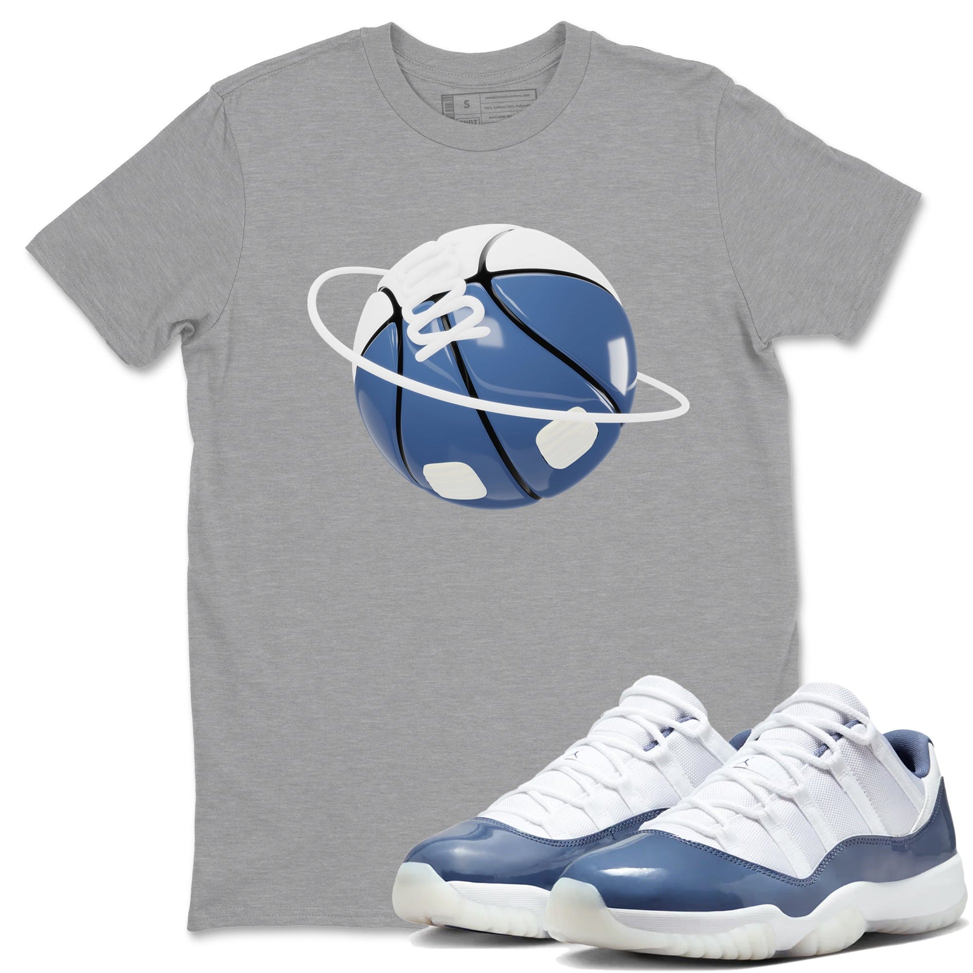 11s Diffused Blue Shirts To Match Jordans Basketball Planet sneaker match tees Air Jordan 11 Diffused Blue Tee SNRT Sneaker Release Tees unisex cotton Heather Grey 1 crew neck shirts