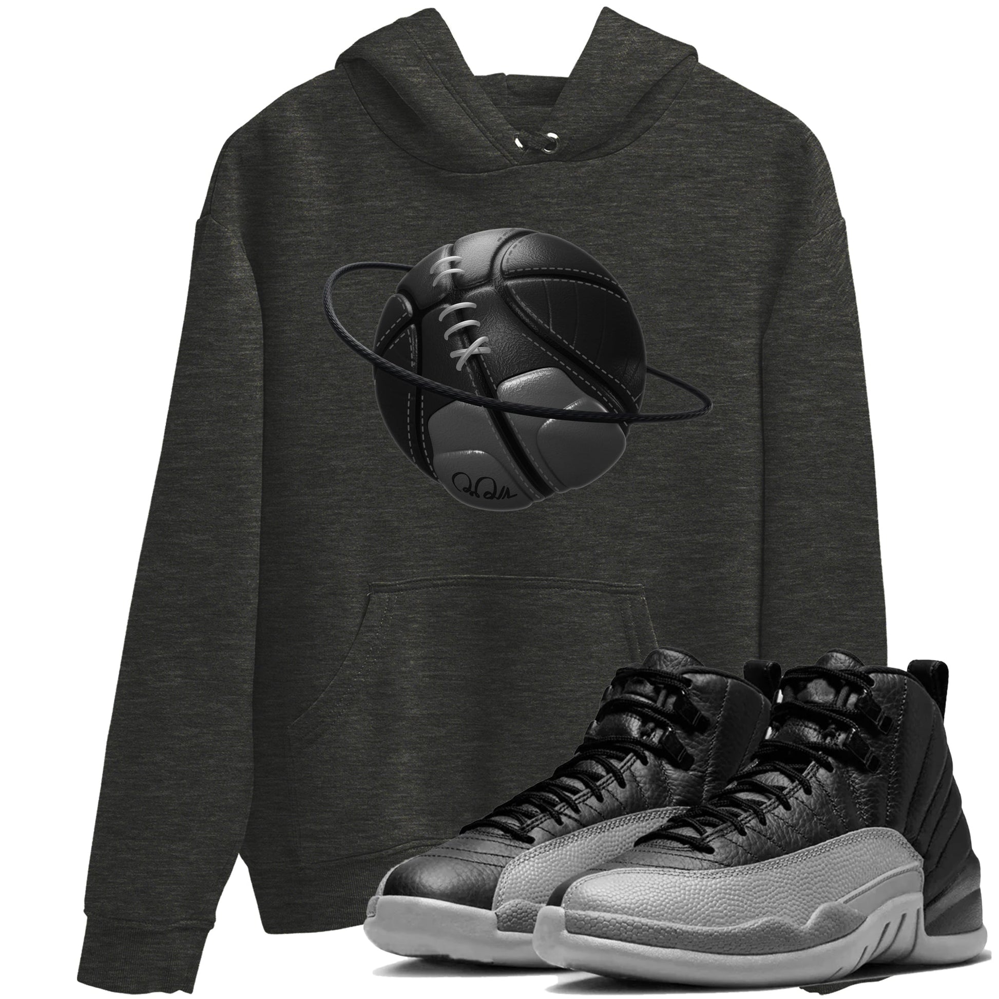 12s Black Wolf Grey shirts to match jordans Basketball Planet sneaker match tees Air Jordan 12 Barons match shoes to clothes SNRT Sneaker Tees unisex cotton Charcoal Heather 1 shirts