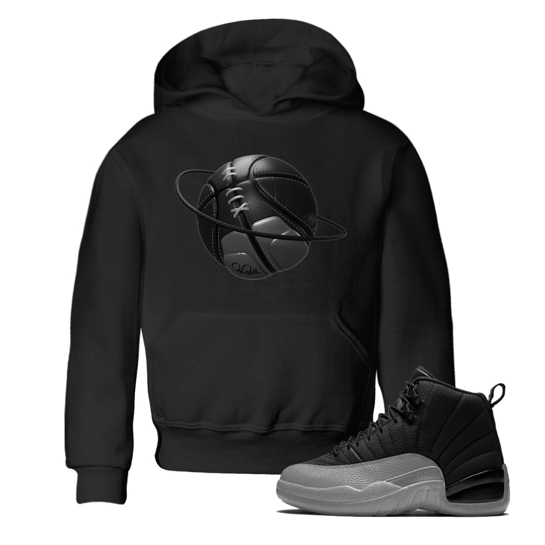 12s Black Wolf Grey shirts to match jordans Basketball Planet sneaker match tees Air Jordan 12 Barons match shoes to clothes SNRT Sneaker Tees Youth Baby Black 1 tee
