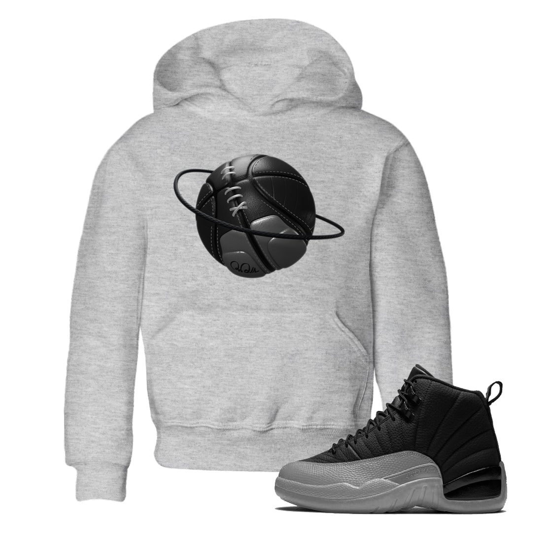 12s Black Wolf Grey shirts to match jordans Basketball Planet sneaker match tees Air Jordan 12 Barons match shoes to clothes SNRT Sneaker Tees Youth Baby Heather Grey 1 tee