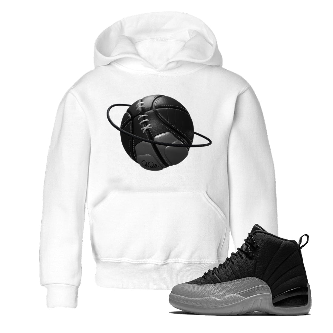 12s Black Wolf Grey shirts to match jordans Basketball Planet sneaker match tees Air Jordan 12 Barons match shoes to clothes SNRT Sneaker Tees Youth Baby White 1 tee