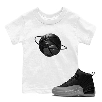 12s Black Wolf Grey shirts to match jordans Basketball Planet sneaker match tees Air Jordan 12 Barons match shoes to clothes SNRT Sneaker Tees Youth Baby White 1 tee