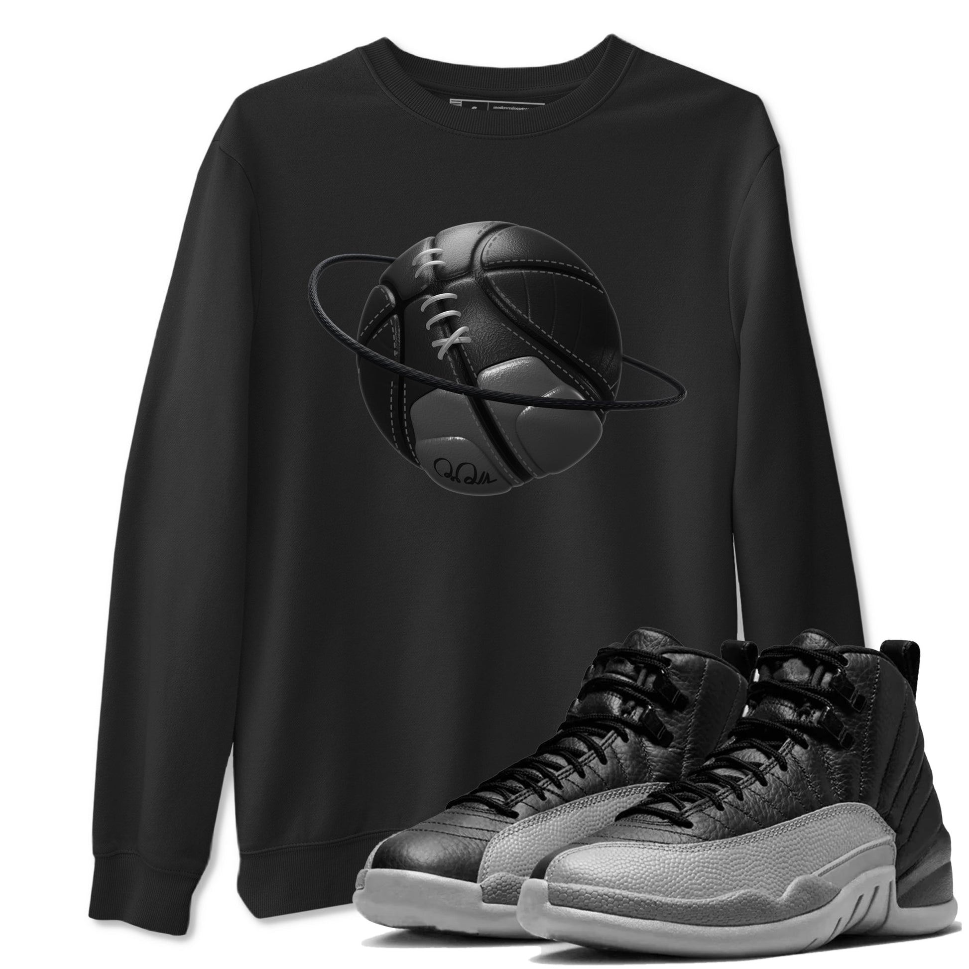 12s Black Wolf Grey shirts to match jordans Basketball Planet sneaker match tees Air Jordan 12 Barons match shoes to clothes SNRT Sneaker Tees unisex cotton Black 1 shirts