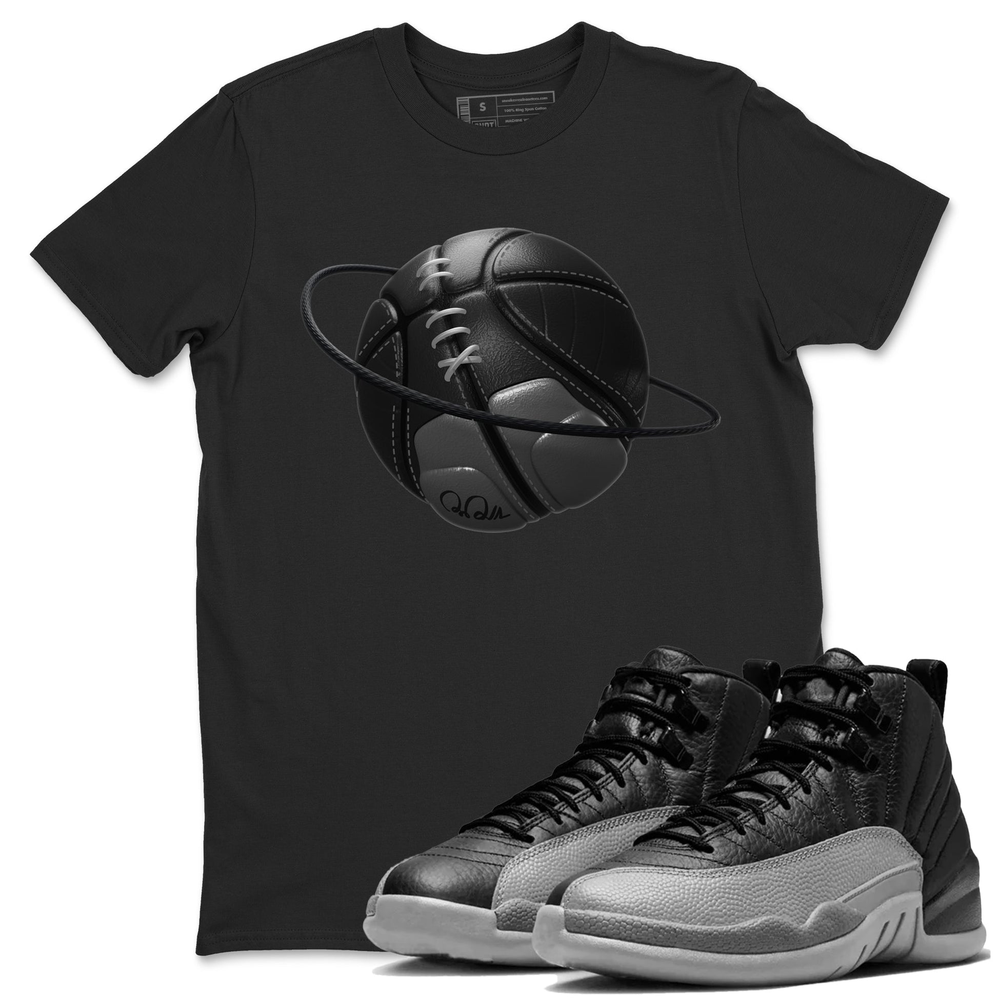 12s Black Wolf Grey shirts to match jordans Basketball Planet sneaker match tees Air Jordan 12 Barons match shoes to clothes SNRT Sneaker Tees unisex cotton Black 1 shirts