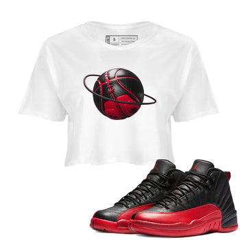 12s Flu Game shirts to match jordans Basketball Planet sneaker match tees Air Jordan 12 Retro Flu Game match shoes to clothes SNRT Sneaker Tees unisex cotton White 1 crop tee