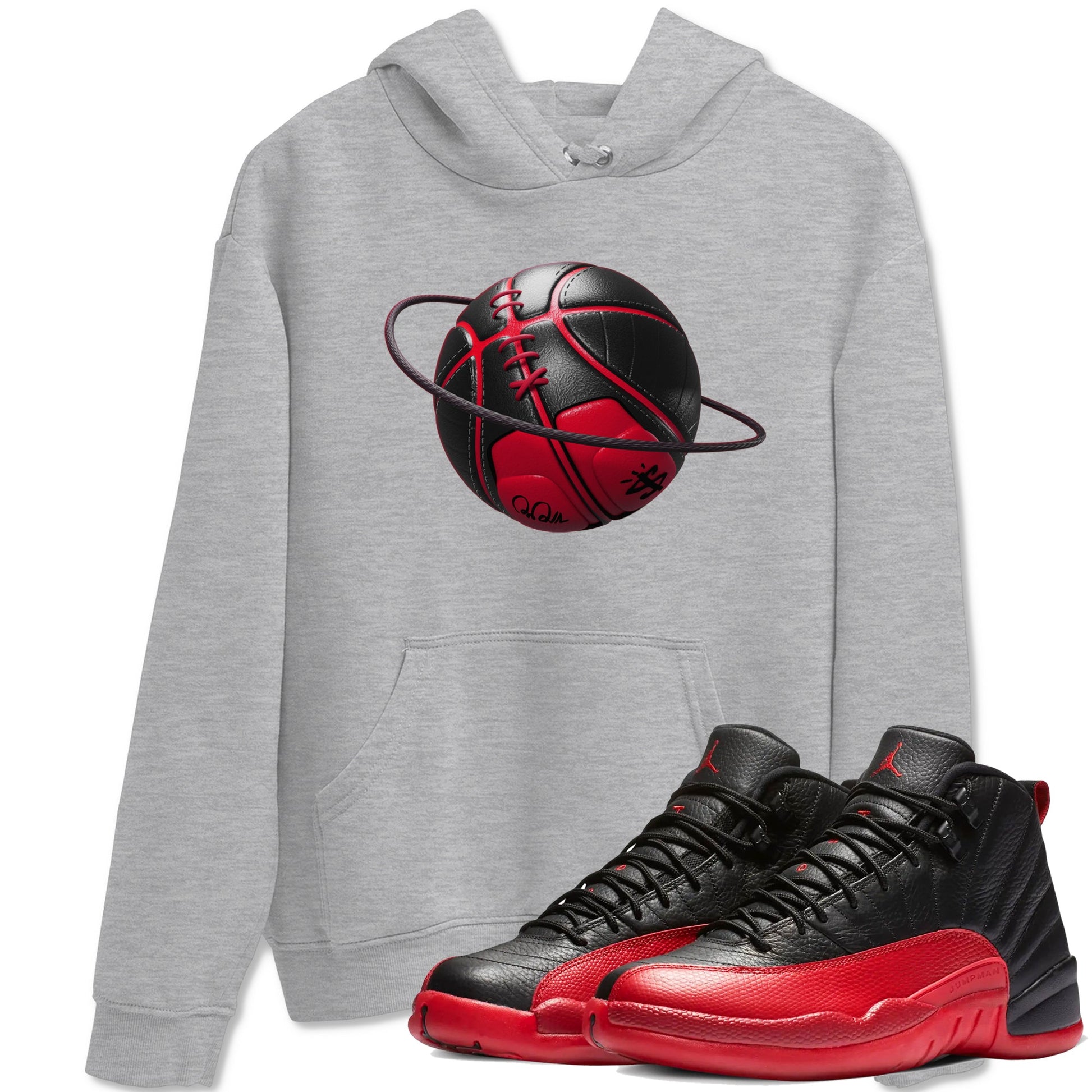 12s Flu Game shirts to match jordans Basketball Planet sneaker match tees Air Jordan 12 Retro Flu Game match shoes to clothes SNRT Sneaker Tees unisex cotton Heather Grey 1 shirts