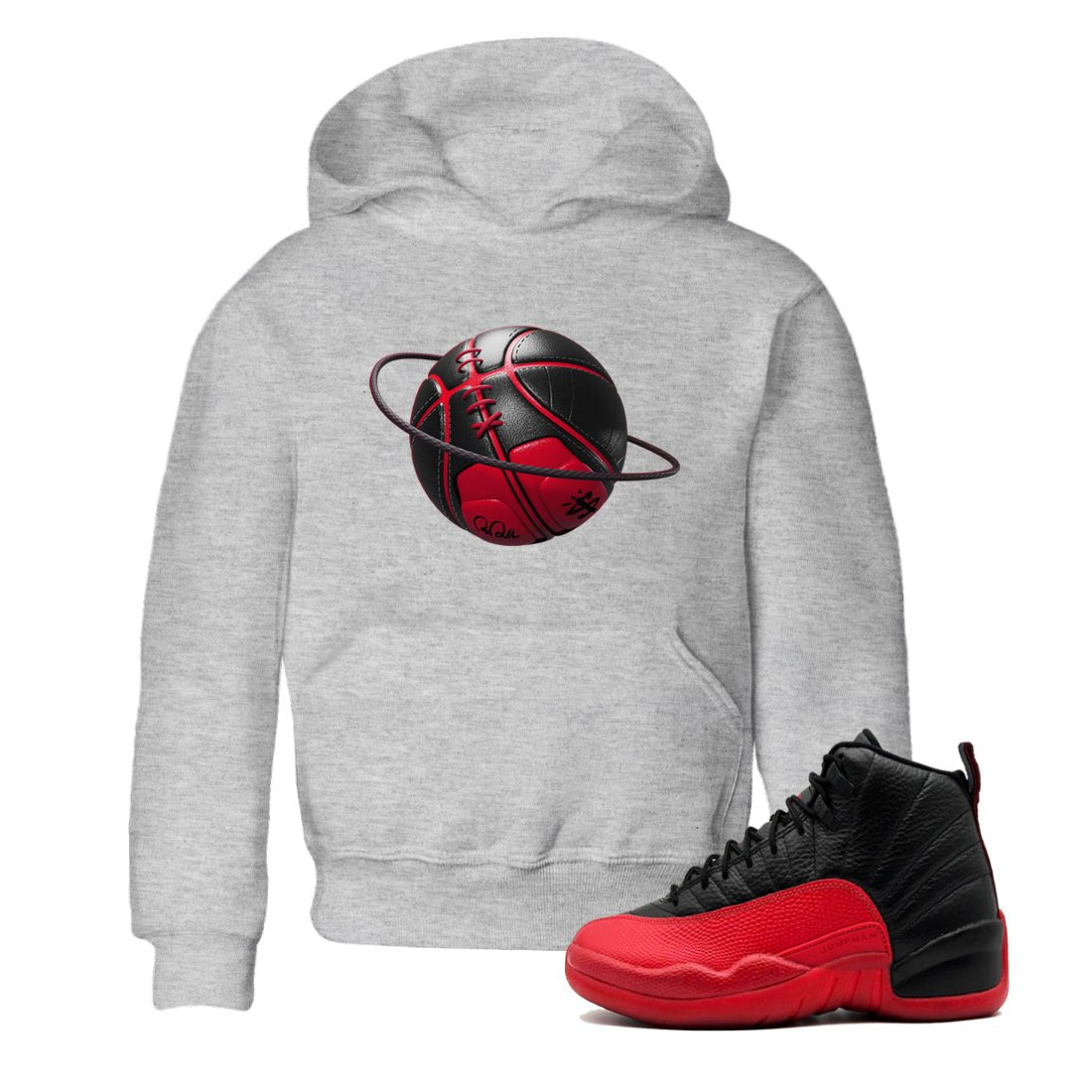 12s Flu Game shirts to match jordans Basketball Planet sneaker match tees Air Jordan 12 Retro Flu Game match shoes to clothes SNRT Sneaker Tees Youth Baby Heather Grey 1 tee