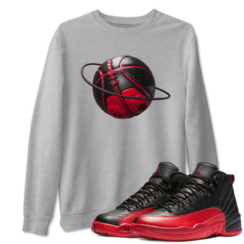 12s Flu Game shirts to match jordans Basketball Planet sneaker match tees Air Jordan 12 Retro Flu Game match shoes to clothes SNRT Sneaker Tees unisex cotton Heather Grey 1 shirts