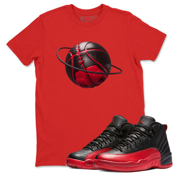 12s Flu Game shirts to match jordans Basketball Planet sneaker match tees Air Jordan 12 Retro Flu Game match shoes to clothes SNRT Sneaker Tees unisex cotton Red 1 shirts